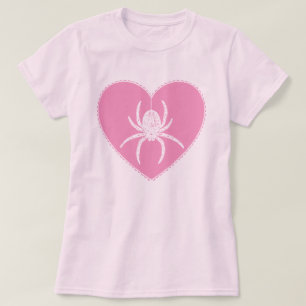 Rosa spindel hjärta t-shirt