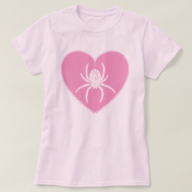 Rosa spindel hjärta t-shirt (Design framsida)