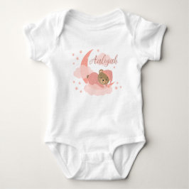 Rosa Spipande Baby-björn på moln och stjärnor från T Shirt