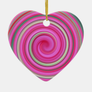 Rosa spiral mönster julgransprydnad keramik
