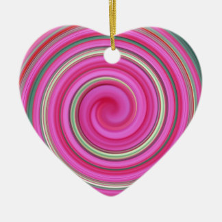 Rosa spiral mönster julgransprydnad keramik