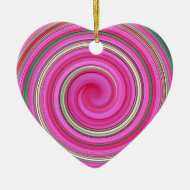 Rosa spiral mönster julgransprydnad keramik (Framsidan)