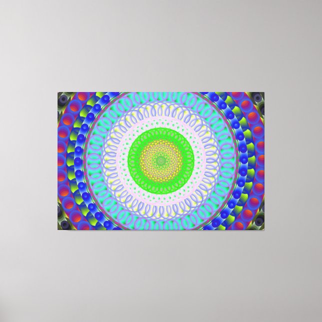 Rosa Spirit Mandala Circle Stretched Kanvastryck (Framsida)