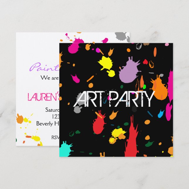 Rosa Splatterinbjudan Inbjudningar (Fram/baksida)