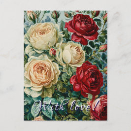 Rosa splendor. Blommigt bukett av ro. Vykort