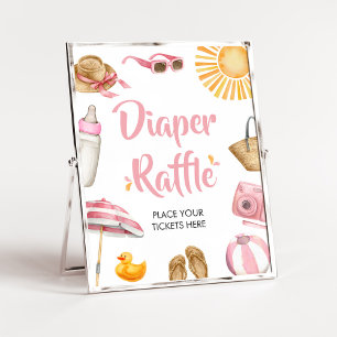 Rosa Splish Stänk Baby Shower Diaper Raffle Poster