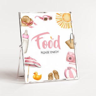 Rosa Splish Stänk Baby Shower Food Poster