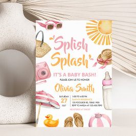 Rosa Splish Stänk Baby Shower Inbjudningar