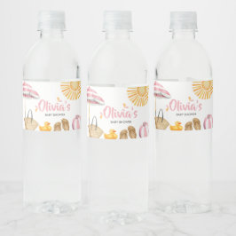 Rosa Splish Stänk Baby Shower Vattenflaskor Etikett