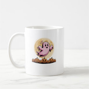 Rosa spök Halloween bröstcancer medvetenhet Kaffemugg
