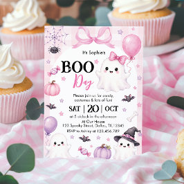 Rosa spök Halloween-fest Boo-dagen Inbjudningar