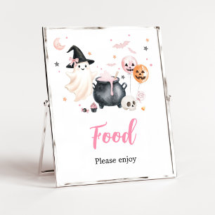 Rosa spök liten Boo matskylt Poster