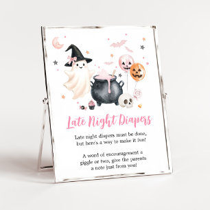 Rosa spök Little Boo sent natt blöjor skylt