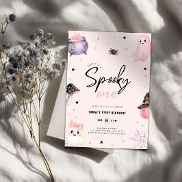 Rosa spöklik födelsedagsinbjudan till Halloween Inbjudningar