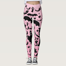 Rosa spöklik skogs Mönster Art Leggings
