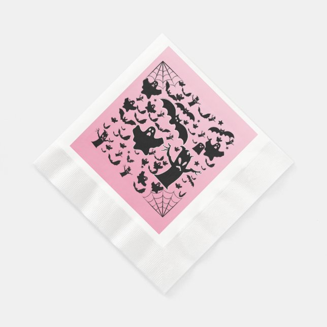 Rosa spöklik skogsdesign pappersservett (Hörn)