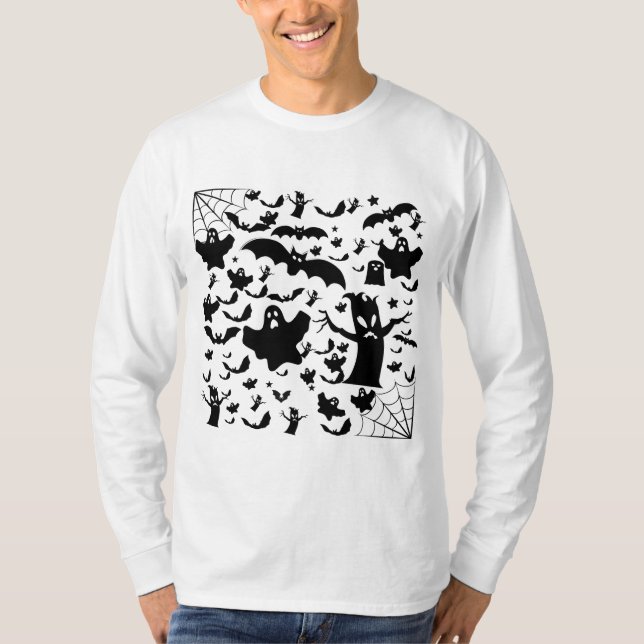 Rosa spöklik spök siluett scen t shirt (Framsida)