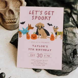 Rosa spökliknande kostym hundar Halloween födelsed Inbjudningar