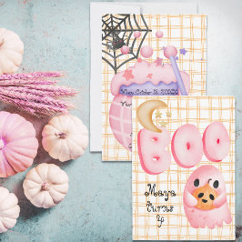 Rosa spöksöt boo halloween ålder 4 födelsedagar inbjudningar