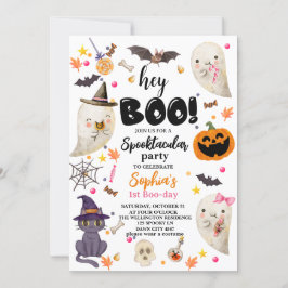 Rosa Spooktacular Halloween 1st Boo-day Birthday Inbjudningar