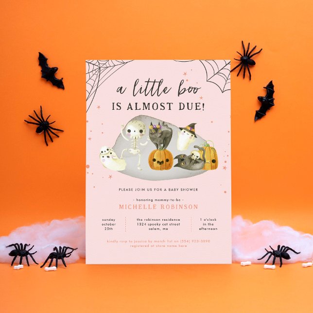Rosa Spooky A Little Boo Halloween Baby Shower Inbjudningar (Skapare uppladdad)