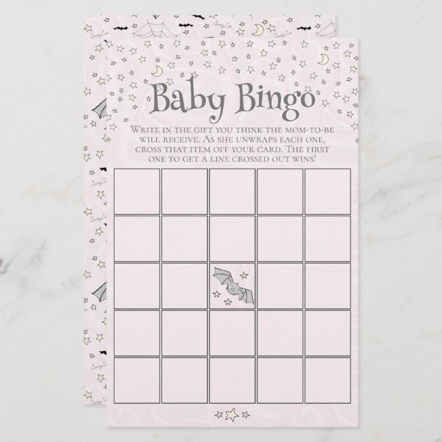Rosa Spooky Cute Baby Bingo Baby Shower Game (Fram/baksida)