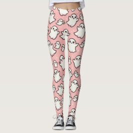 Rosa Spooky Ghost Mönster Halloween Leggings