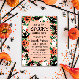  Rosa Spooky Halloween Barns födelsedag Party Inbjudningar