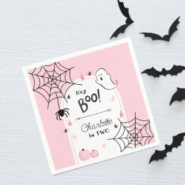 Rosa Spooky Halloween Cute Ghost 2:a födelsedagen Pappersservett