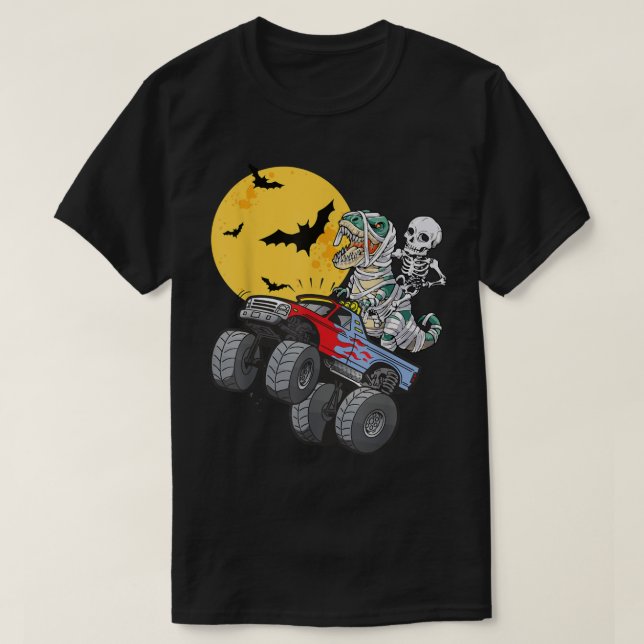 Rosa Spooky Halloween Monster Lastbil Pumpkin Mumm T Shirt (Design framsida)