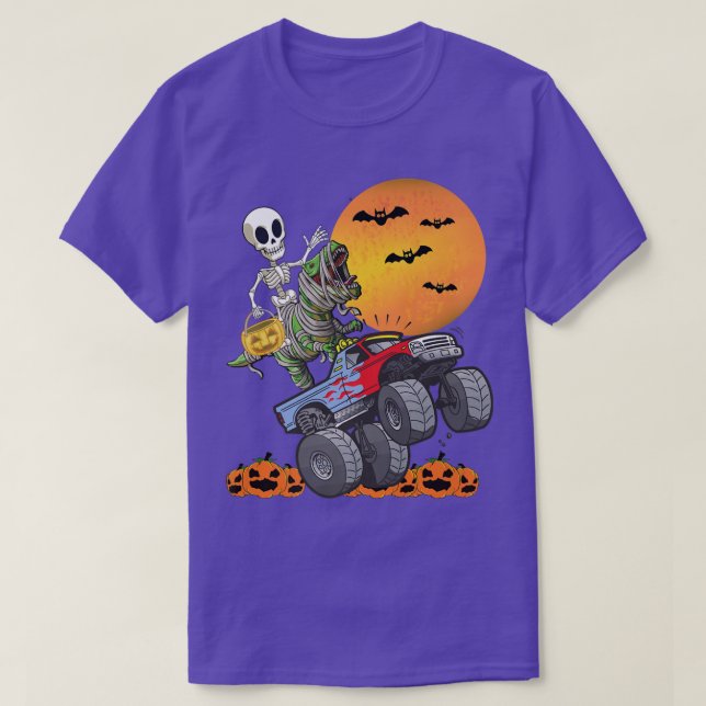 Rosa Spooky Halloween Monster Lastbil Pumpkin Mumm T Shirt (Design framsida)