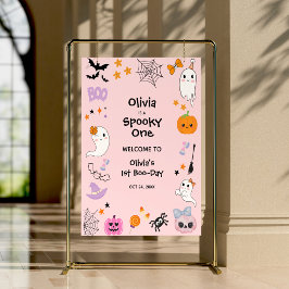 Rosa Spooky One Halloween 1:a födelsedag Välkommen Poster