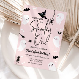 Rosa Spooky ONE halloween-födelsedag Inbjudningar