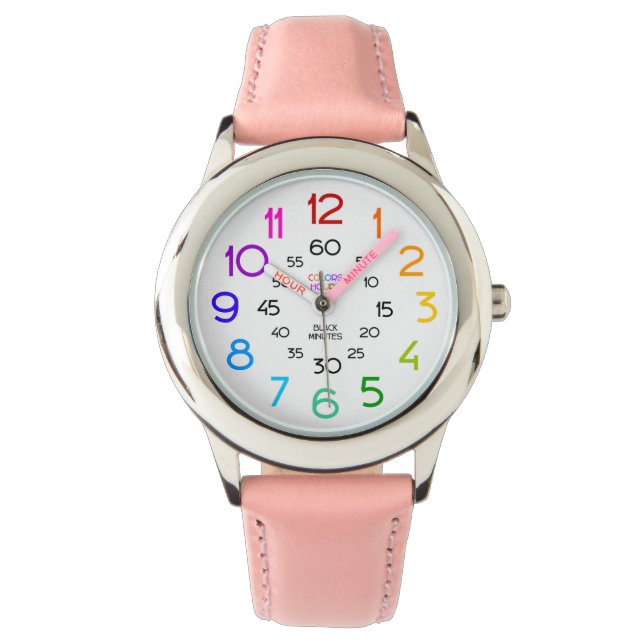 Rosa Sport Watch for Girls Labeled Händer Armbandsur (Framsida)