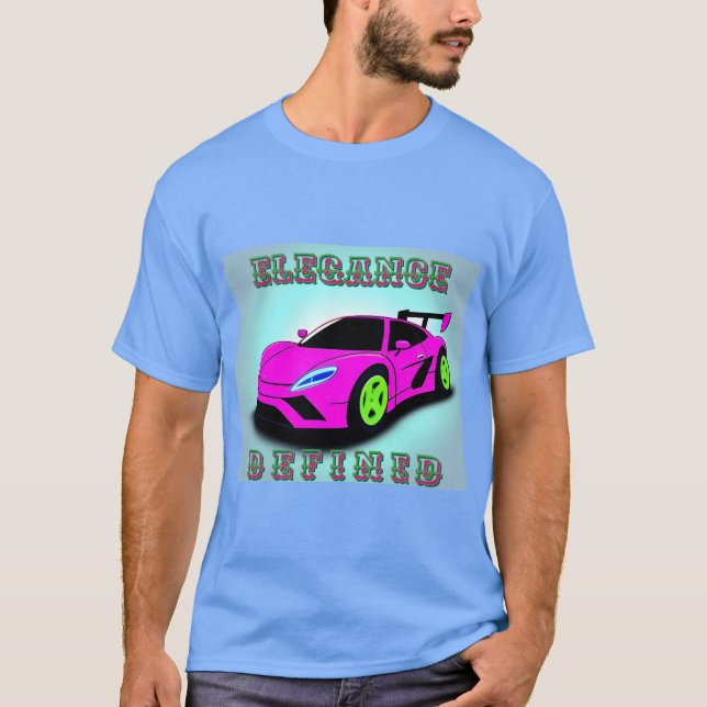 Rosa sportbilsillustration med modern design t shirt (Framsida)