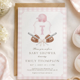 Rosa sportig baseball-kam Baby Shower-inbjudan Tack Kort