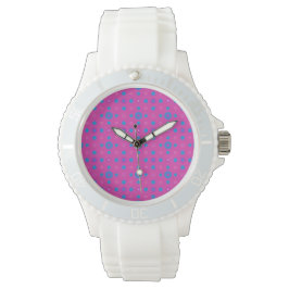 Rosa Sporty Watch: Magenta: Bright Blue Dots Armbandsur