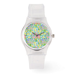 Rosa Sporty Watch med Söt Primroses Mönster Armbandsur