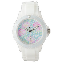 Rosa Sporty Watch: Rosa ros, White Butterflies Armbandsur