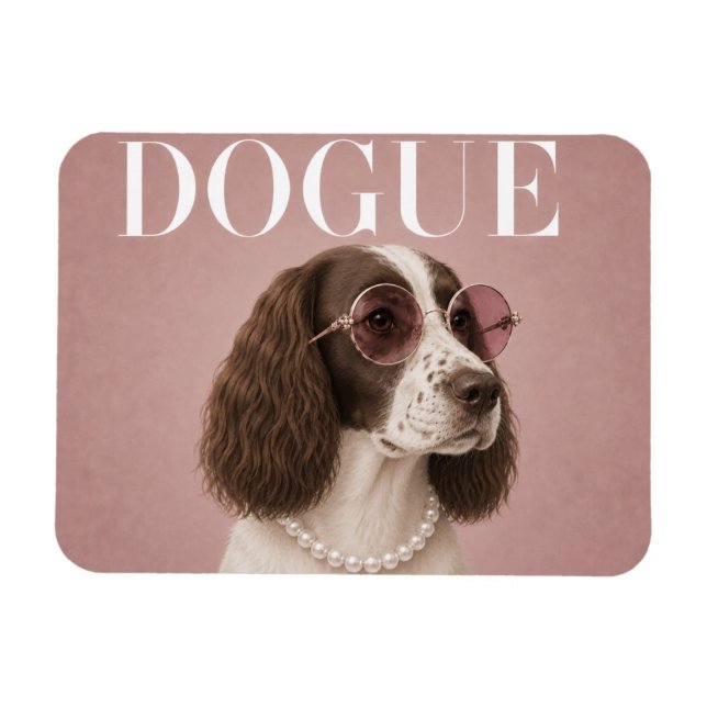Rosa Springer Spaniel Hund Covergirl Magnet (Horisontell)