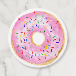 Rosa Sprinkle Donut Baby Shower Tack Gåvor Etiketter