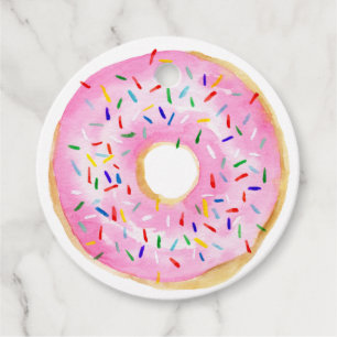 Rosa Sprinkle Donut Baby Shower Tack Gåvor Etiketter