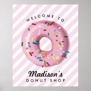 Rosa Sprinkle Donut Birthday Välkomstskylt Poster