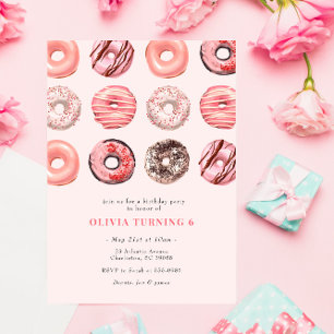 Rosa Sprinkle Donut Födelsedagsfest inbjudan