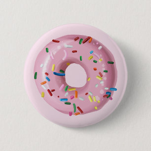 Rosa Sprinkle Donut-Födelsedagsfestens favoritknap Knapp