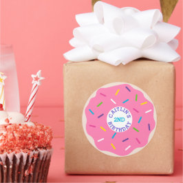 Rosa Sprinkle Donut Party Stickers Runt Klistermärke