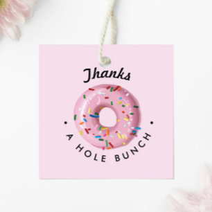 Rosa Sprinkle Donut "Tack Hål Bunch" Gåvor Etiketter