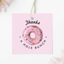 Rosa Sprinkle Donut "Tack Hål Bunch" Gåvor Etiketter
