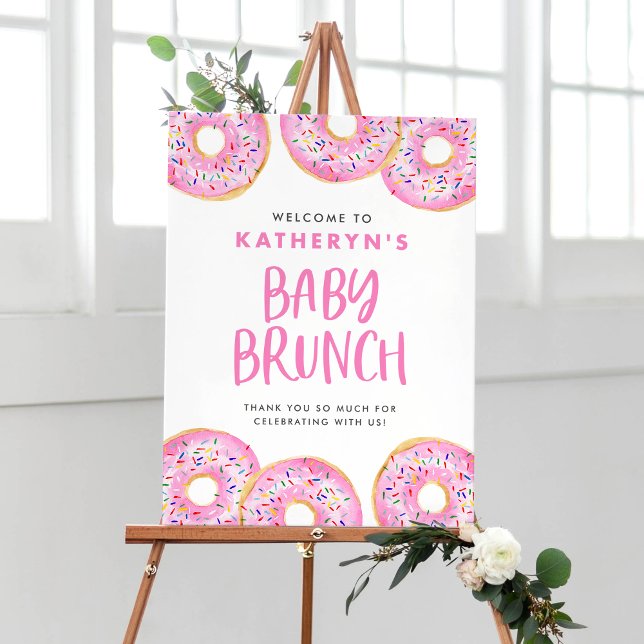 Rosa Sprinkle Donuts Baby Brunch Välkommen Poster (Skapare uppladdad)