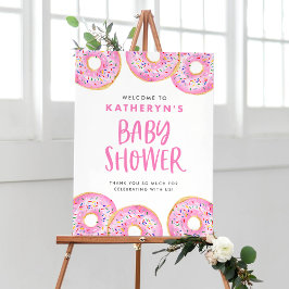 Rosa Sprinkle Donuts Baby Shower Välkommen Poster